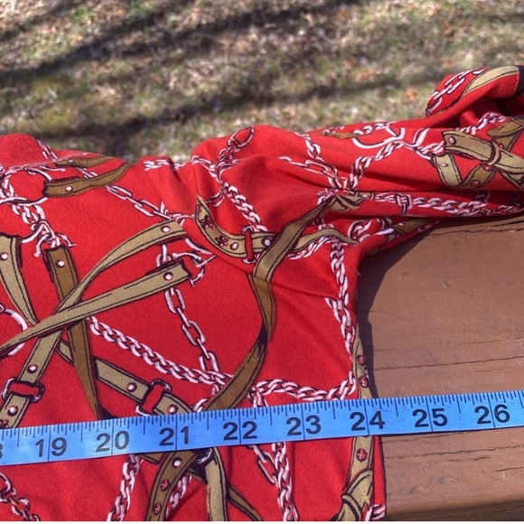 Kentucky Derby Bound! Skye's the Limit Red and Brown Equestrian Chain Dress - Picture 6 of 8